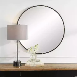 Kirklands Home Decorative Mirrors|Round Dark Bronze and Gold Wall Mirror