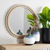 Kirklands Home Decorative Mirrors|Round Distressed Beaded Wall Mirror, 28 in.