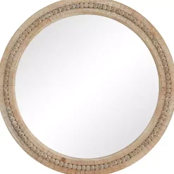 Kirklands Home Decorative Mirrors|Round Distressed Beaded Wall Mirror, 28 in.