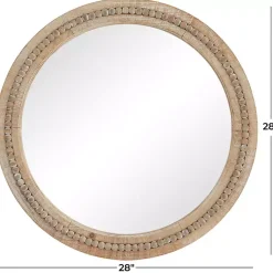 Kirklands Home Decorative Mirrors|Round Distressed Beaded Wall Mirror, 28 in.