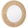 Kirklands Home Decorative Mirrors|Round Elyas Natural Rattan Wall Mirror