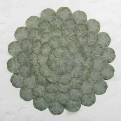 Kirklands Home Table Linens|Round Eucalyptus Leaves Placemat Green