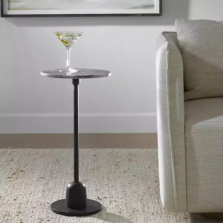 Kirklands Home Accent & End Tables|Round Geller Marble Accent Table Black