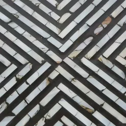 Kirklands Home Coffee Tables|Round Geometric Stripe Shell Coffee Table