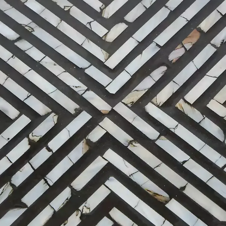 Kirklands Home Coffee Tables|Round Geometric Stripe Shell Coffee Table