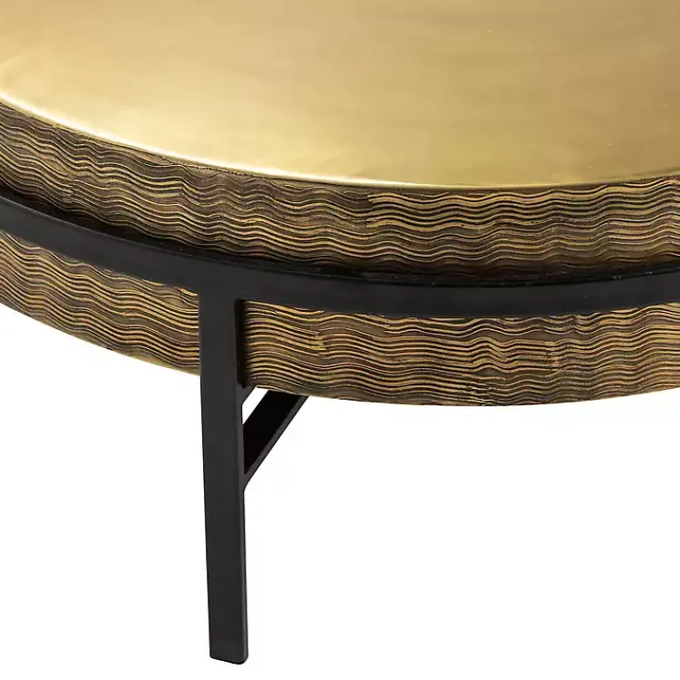 Kirklands Home Coffee Tables|Round Hammered Metal Coffee Table Gold