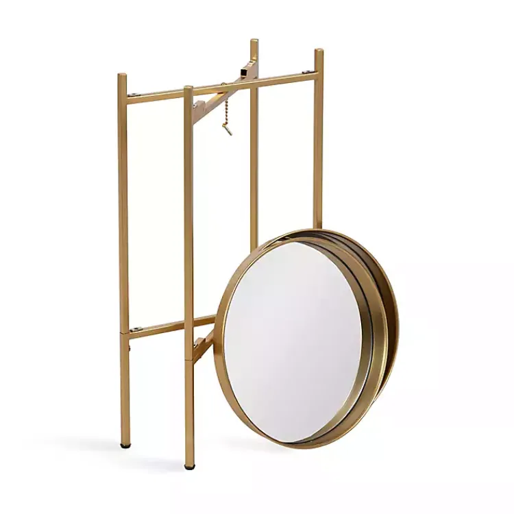 Kirklands Home Accent & End Tables|Round Mirrored Foldable Accent Table Gold