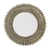 Kirklands Home Decorative Mirrors|Round Gold Textured Diamond Wall Mirror