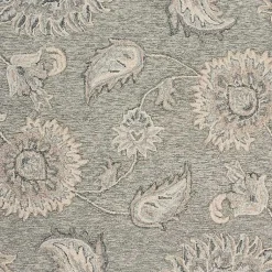 Kirklands Home Area Rugs|Round Gray and Botanical Area Rug, 4x4 Blue