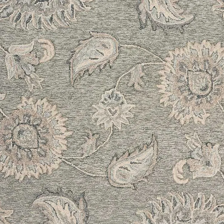 Kirklands Home Area Rugs|Round Gray and Botanical Area Rug, 4x4 Blue