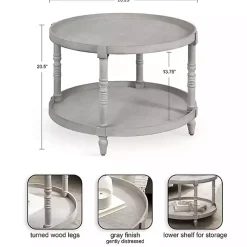 Kirklands Home Coffee Tables|Round Bellport Coffee Table Gray