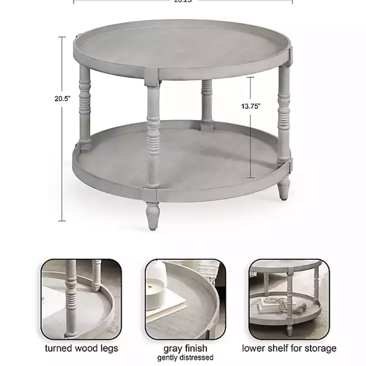 Kirklands Home Coffee Tables|Round Bellport Coffee Table Gray