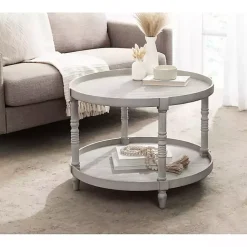 Kirklands Home Coffee Tables|Round Bellport Coffee Table Gray