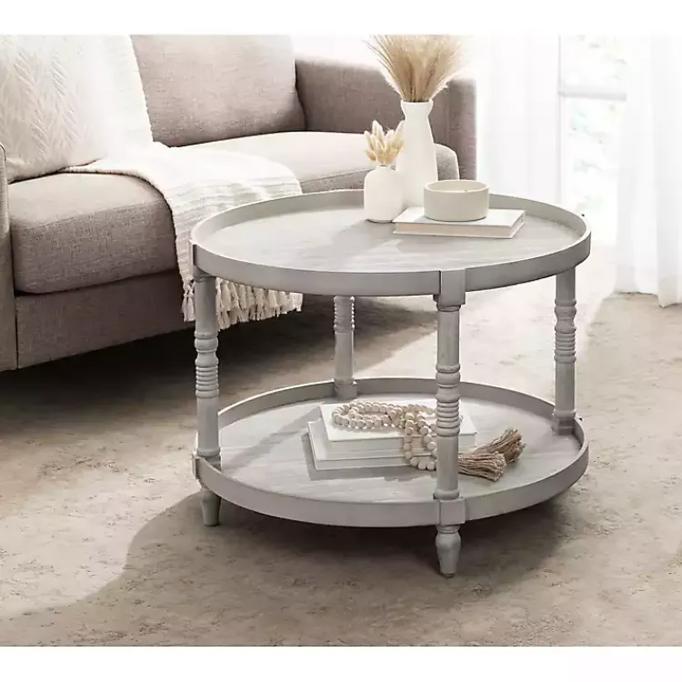 Kirklands Home Coffee Tables|Round Bellport Coffee Table Gray