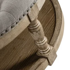 Kirklands Home Benches & Ottomans|Round Cepheus Tufted Ottoman Gray
