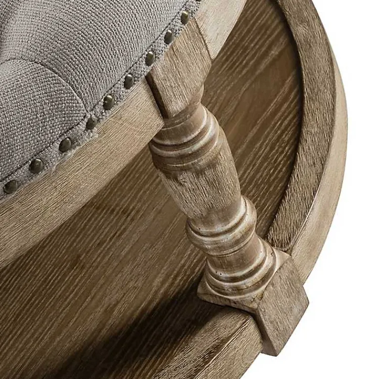 Kirklands Home Benches & Ottomans|Round Cepheus Tufted Ottoman Gray