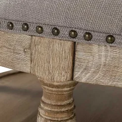 Kirklands Home Benches & Ottomans|Round Cepheus Tufted Ottoman Gray
