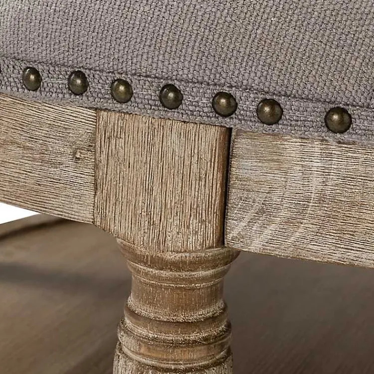 Kirklands Home Benches & Ottomans|Round Cepheus Tufted Ottoman Gray