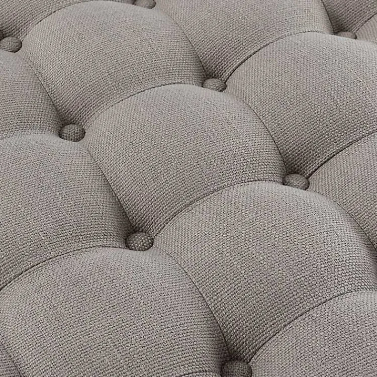 Kirklands Home Benches & Ottomans|Round Cepheus Tufted Ottoman Gray