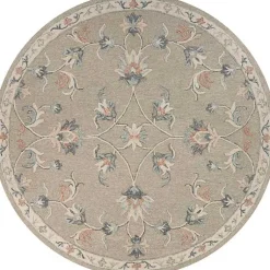Kirklands Home Area Rugs|Round Traditional Floral Area Rug, 4x4 Gray
