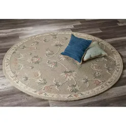 Kirklands Home Area Rugs|Round Traditional Floral Area Rug, 4x4 Gray
