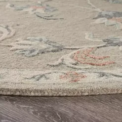 Kirklands Home Area Rugs|Round Traditional Floral Area Rug, 4x4 Gray