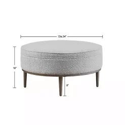 Kirklands Home Benches & Ottomans|Round Upholstered Ottoman Gray