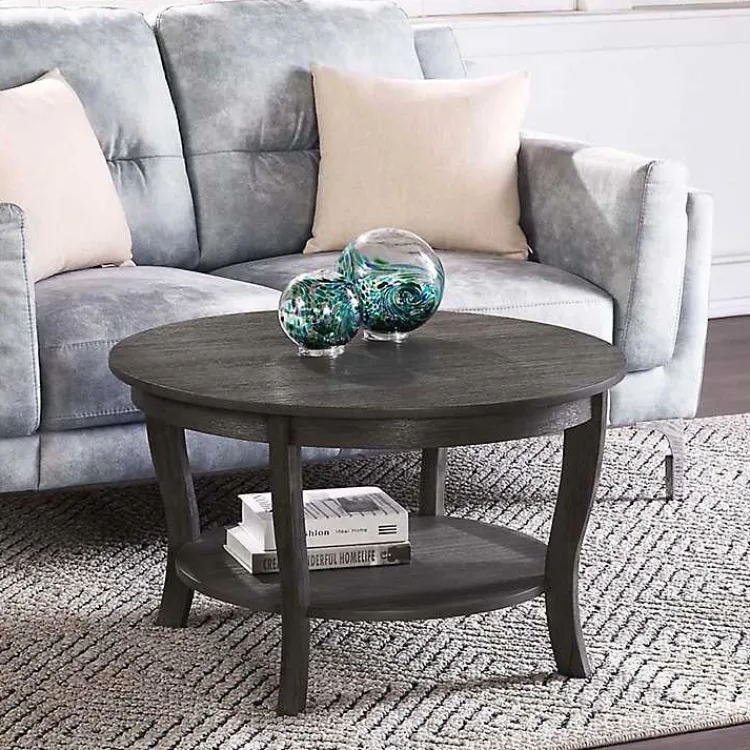 Kirklands Home Coffee Tables|Round wash Curved Legs Coffee Table Gray