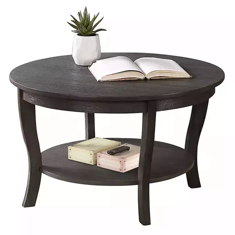 Kirklands Home Coffee Tables|Round wash Curved Legs Coffee Table Gray