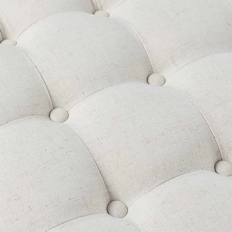 Kirklands Home Benches & Ottomans|Round Cepheus Tufted Ottoman Ivory