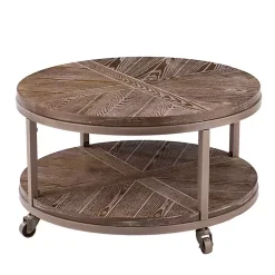 Kirklands Home Coffee Tables|Round Kona Rolling Coffee Table Brown