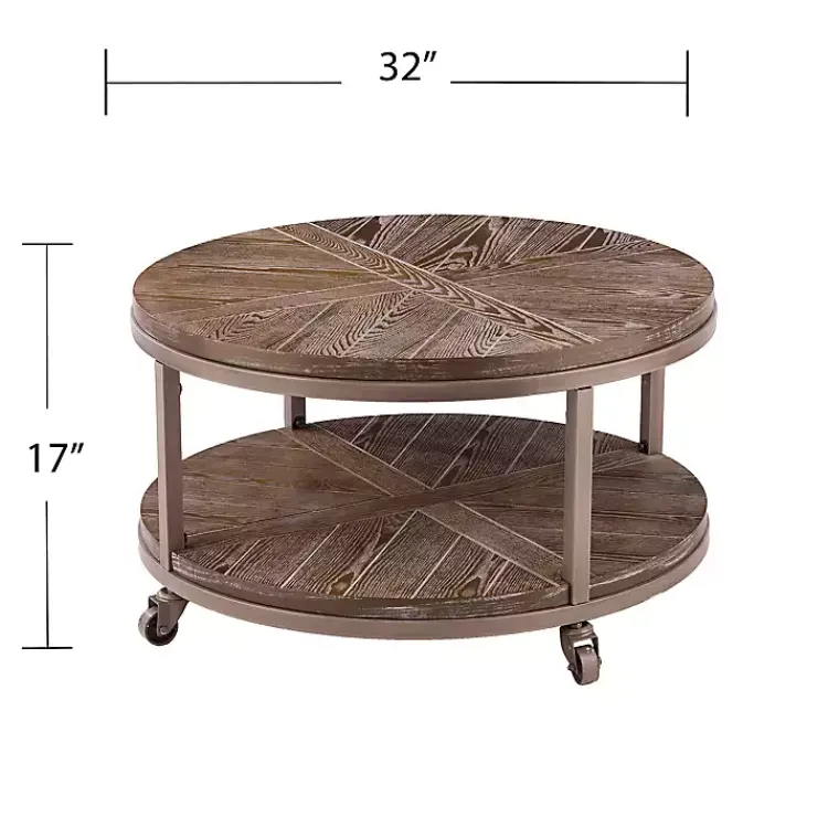 Kirklands Home Coffee Tables|Round Kona Rolling Coffee Table Brown