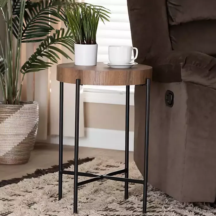 Kirklands Home Accent & End Tables|Round Light Wood X Base Accent Table Brown