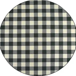 Kirklands Home Area Rugs|Round Madura Buffalo Check Outdoor Area Rug, 7 ft.