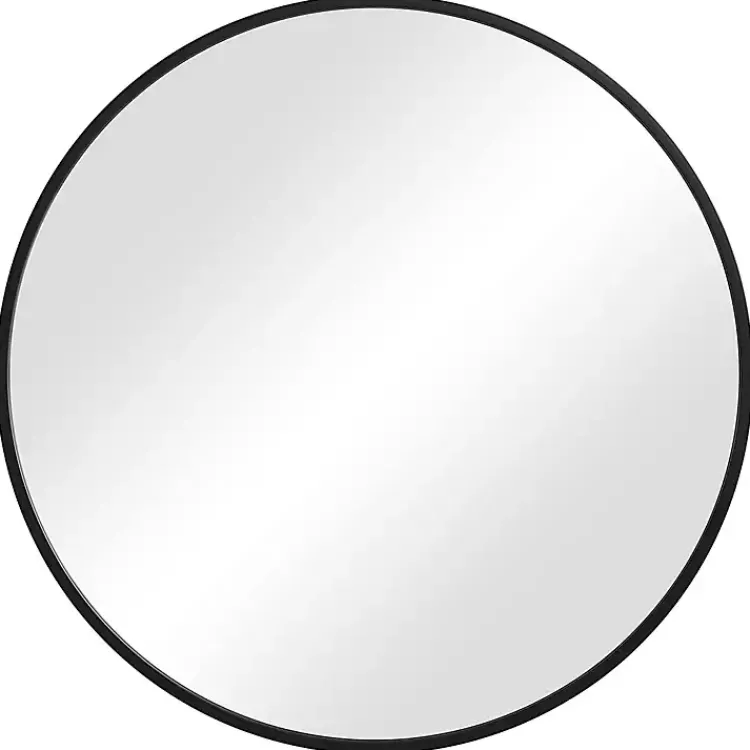 Kirklands Home Framed Mirrors|Round Matte Black Thin Frame Mirror