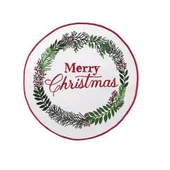 Discount Round Merry Christmas Wreath Pillow Christmas Pillows