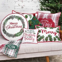 Discount Round Merry Christmas Wreath Pillow Christmas Pillows