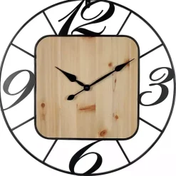 Kirklands Home Clocks|Round Metal & Square Wood Wall Clock