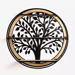 Kirklands Home Shelves|Round Metal Tree 3-Tier Wall Shelf