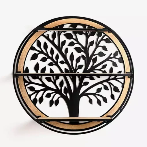 Kirklands Home Shelves|Round Metal Tree 3-Tier Wall Shelf