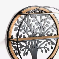 Kirklands Home Shelves|Round Metal Tree 3-Tier Wall Shelf