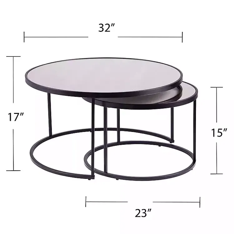 Kirklands Home Coffee Tables|Round Mirrored Nesting Tables, Set of 2 Black