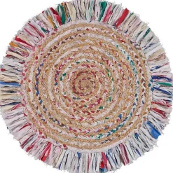 Kirklands Home Area Rugs|Round Multicolor Braided Jute Area Rug, 3x3