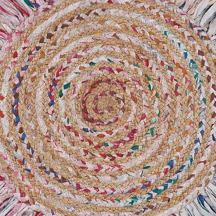 Kirklands Home Area Rugs|Round Multicolor Braided Jute Area Rug, 3x3