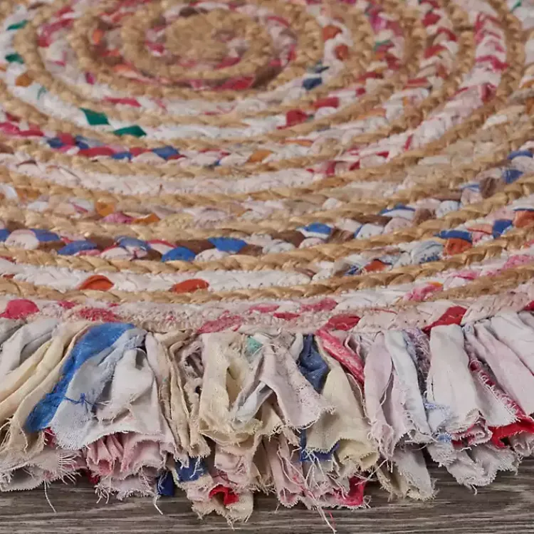 Kirklands Home Area Rugs|Round Multicolor Braided Jute Area Rug, 3x3