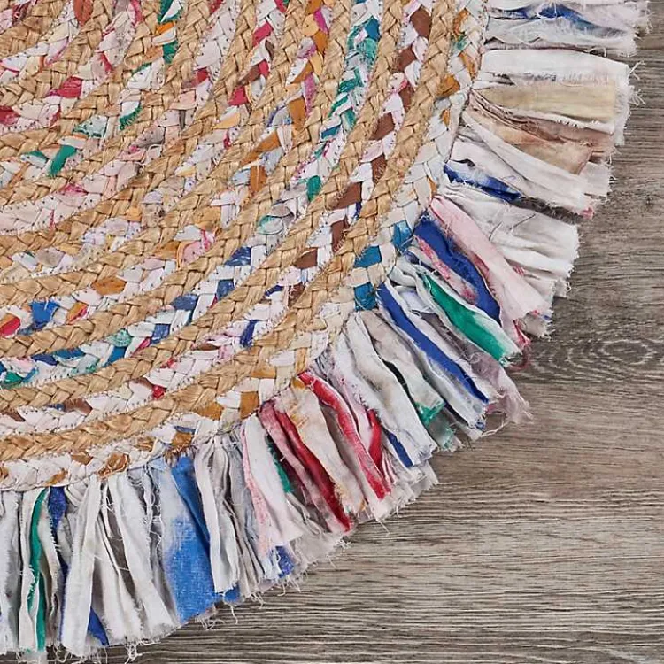 Kirklands Home Area Rugs|Round Multicolor Braided Jute Area Rug, 3x3