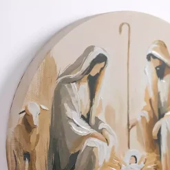 Clearance Round Nativity Scene Canvas Art Print Christmas Art & Wall Decor