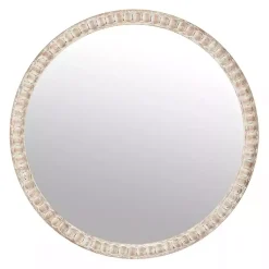 Kirklands Home Decorative Mirrors|Round Natural Beaded Wall Mirror