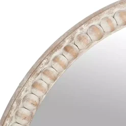 Kirklands Home Decorative Mirrors|Round Natural Beaded Wall Mirror