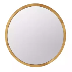Kirklands Home Decorative Mirrors|Round Natural Light Wood Wall Mirror